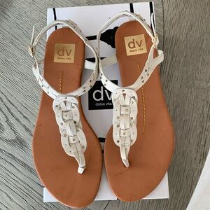 NWT  Dolce Vita, Azania flat leather sandal, Bone, Size 9.5.